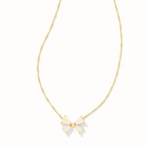 Blair Gold Bow Small Short Pendant Necklace in iridescent drusy